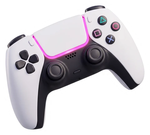 Un joystick de PlayStation blanco y negro