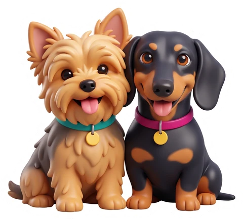 Draco y Atreus, los perros de Majo: un yorkshire y un salchicha negro y fuego